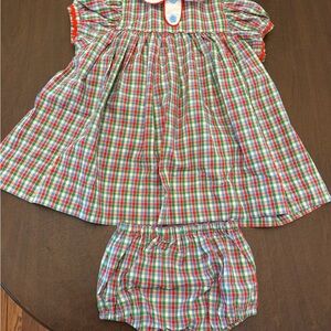 The Beaufort Bonnet Company Red and Green Christmas Plaid Baby Dress